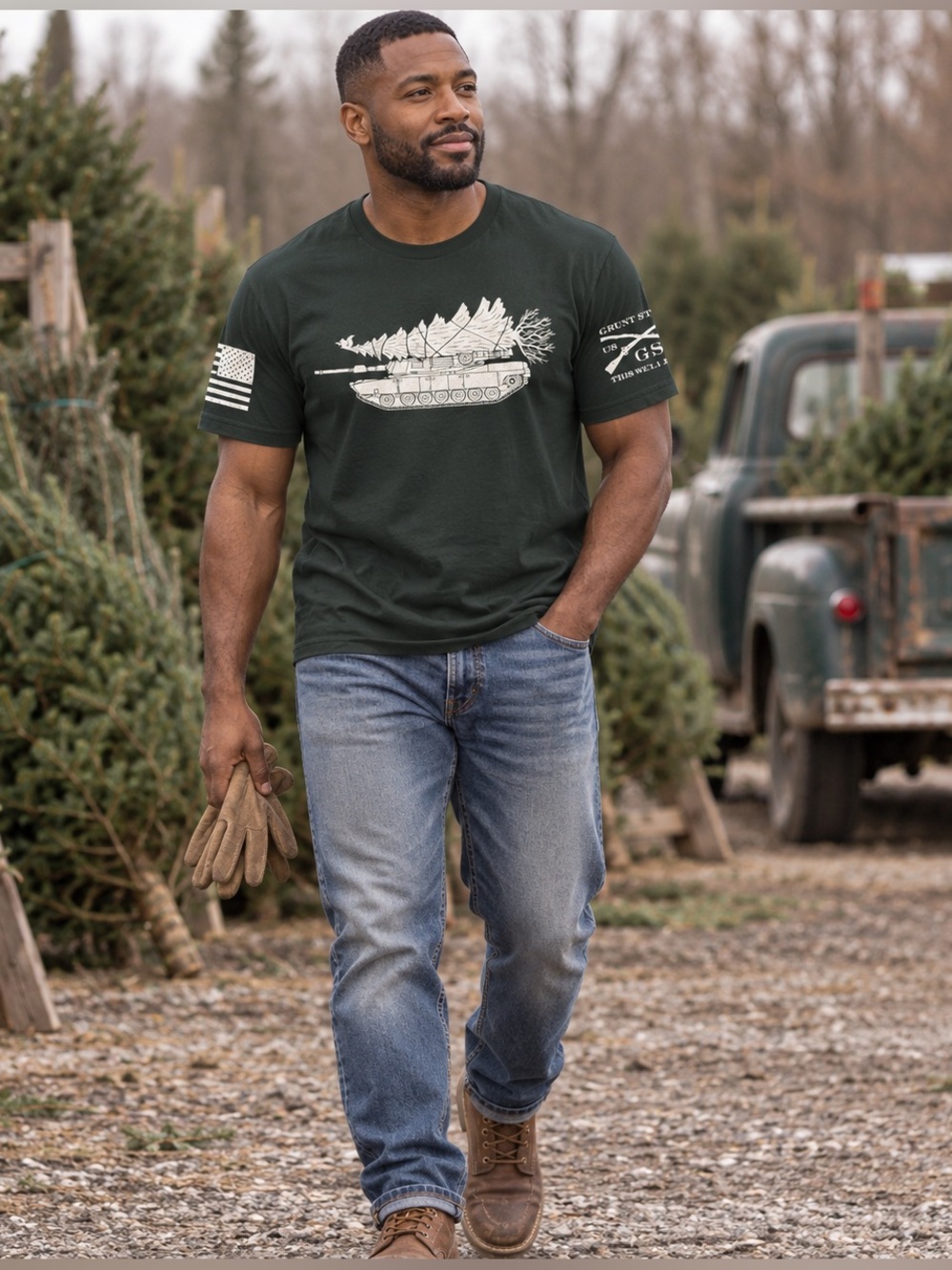 Grunt Style Men’s XL Military Christmas Tank Graphic T-Shirt